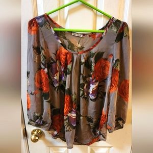 Blue sketch sheer blouse XL